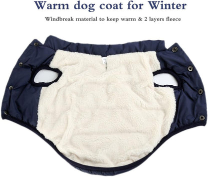 Winter Dog Coat Marine Blue Size L - Warm Pet Clothing for Cold Weather