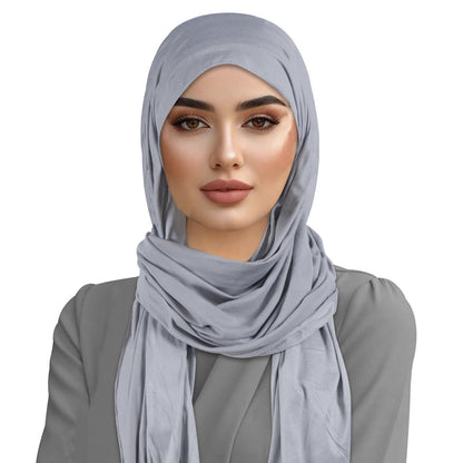 Women's Cotton Headscarf - Grey Turban Hat - Soft Breathable Head Cover - 1 Piece