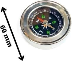 60mm Diameter Magnetic Compass Small Stainless Steel for School Activities Camping Physics Lab Experiments.
