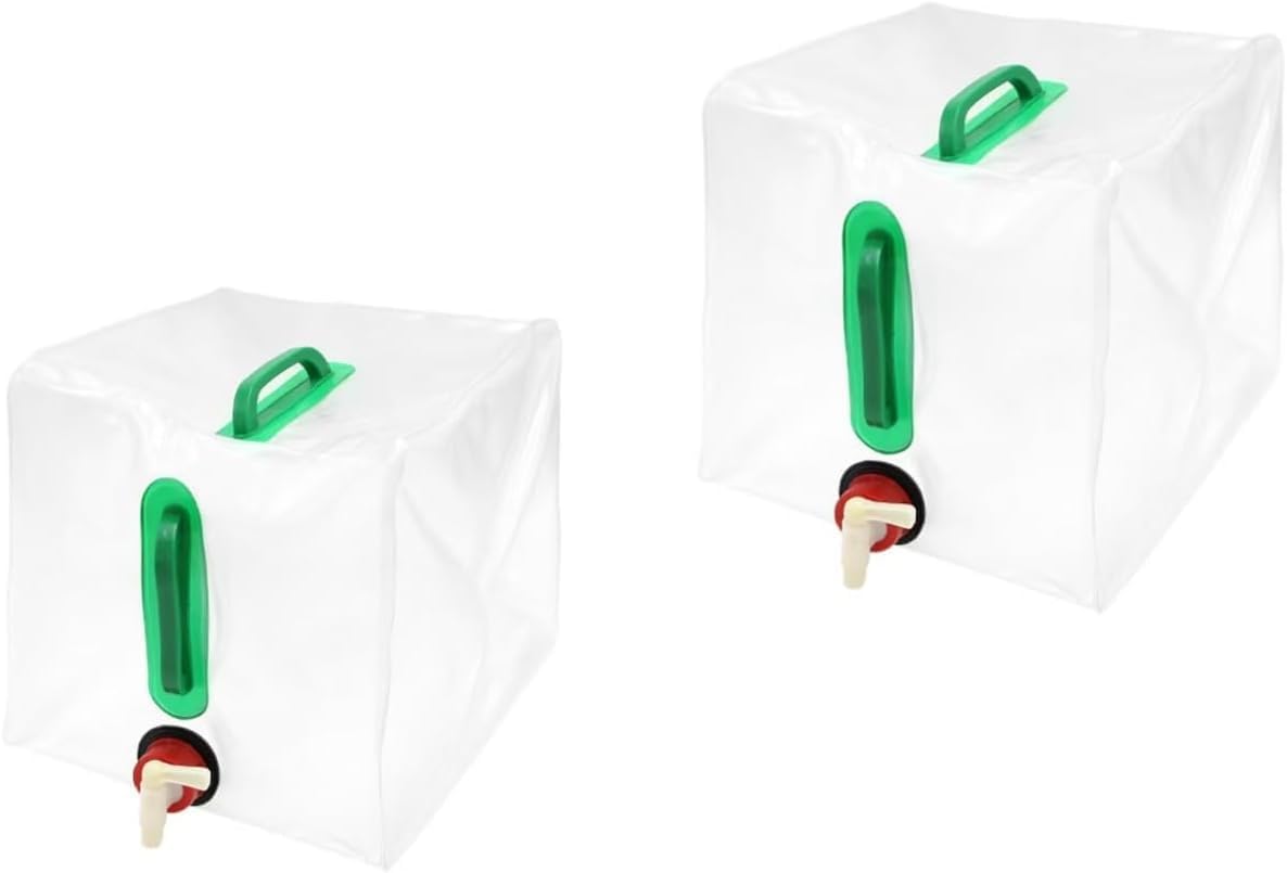 2 Pack Foldable Water Kettle with Tap Portable Food Grade BPA Free for Camping Hiking Emergency Use.