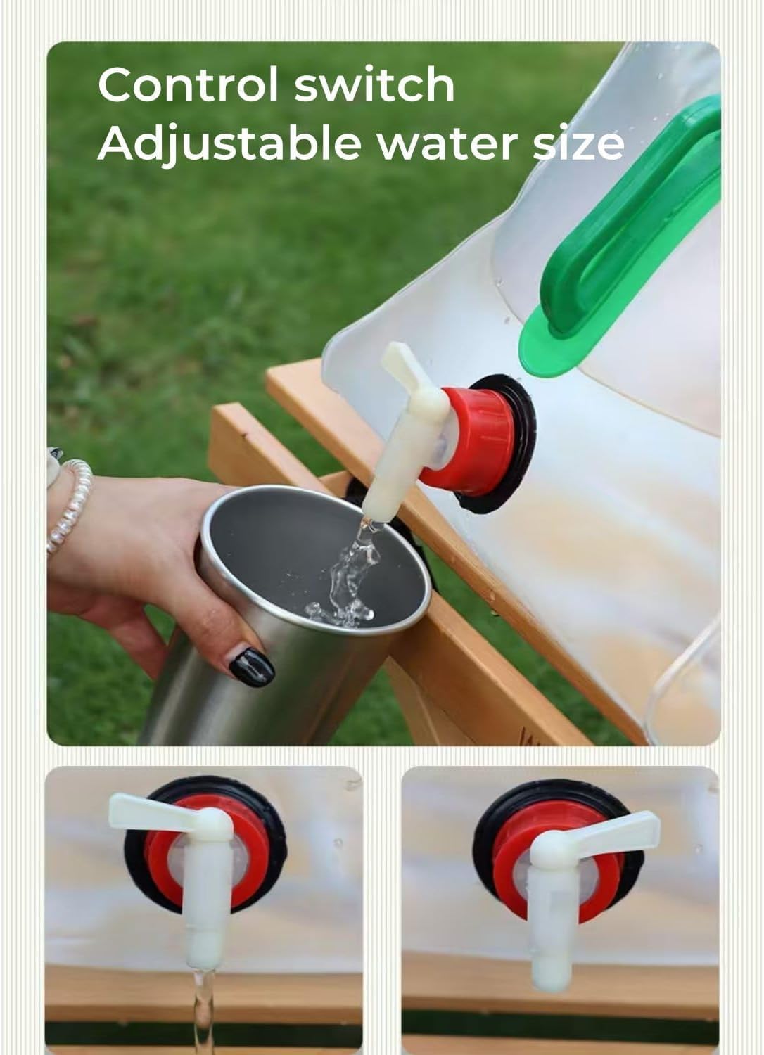 2 Pack Foldable Water Kettle with Tap Portable Food Grade BPA Free for Camping Hiking Emergency Use.