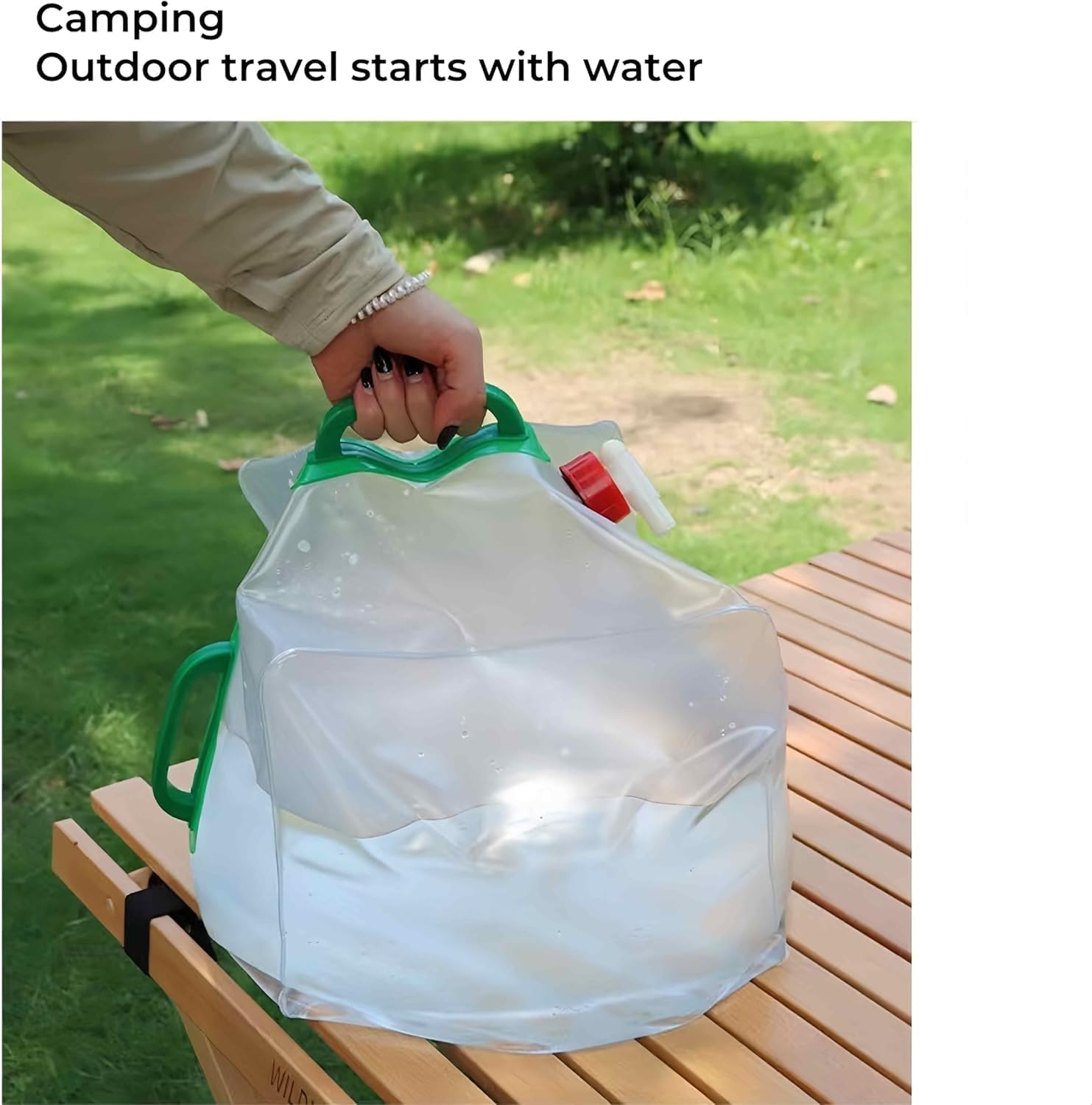 2 Pack Foldable Water Kettle with Tap Portable Food Grade BPA Free for Camping Hiking Emergency Use.