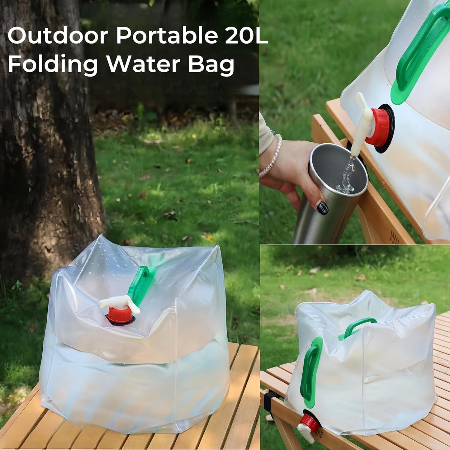 2 Pack Foldable Water Kettle with Tap Portable Food Grade BPA Free for Camping Hiking Emergency Use.