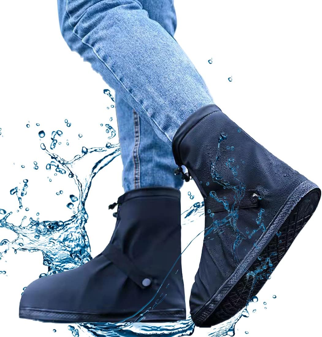 Waterproof Reusable Anti-Slip Over Shoes Boot Covers Size 40-42 Black 1 Pair.