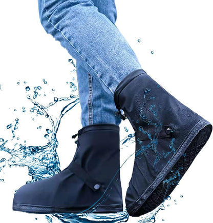Waterproof Reusable Anti-Slip Over Shoes Boot Covers Size 40-42 Black 1 Pair.