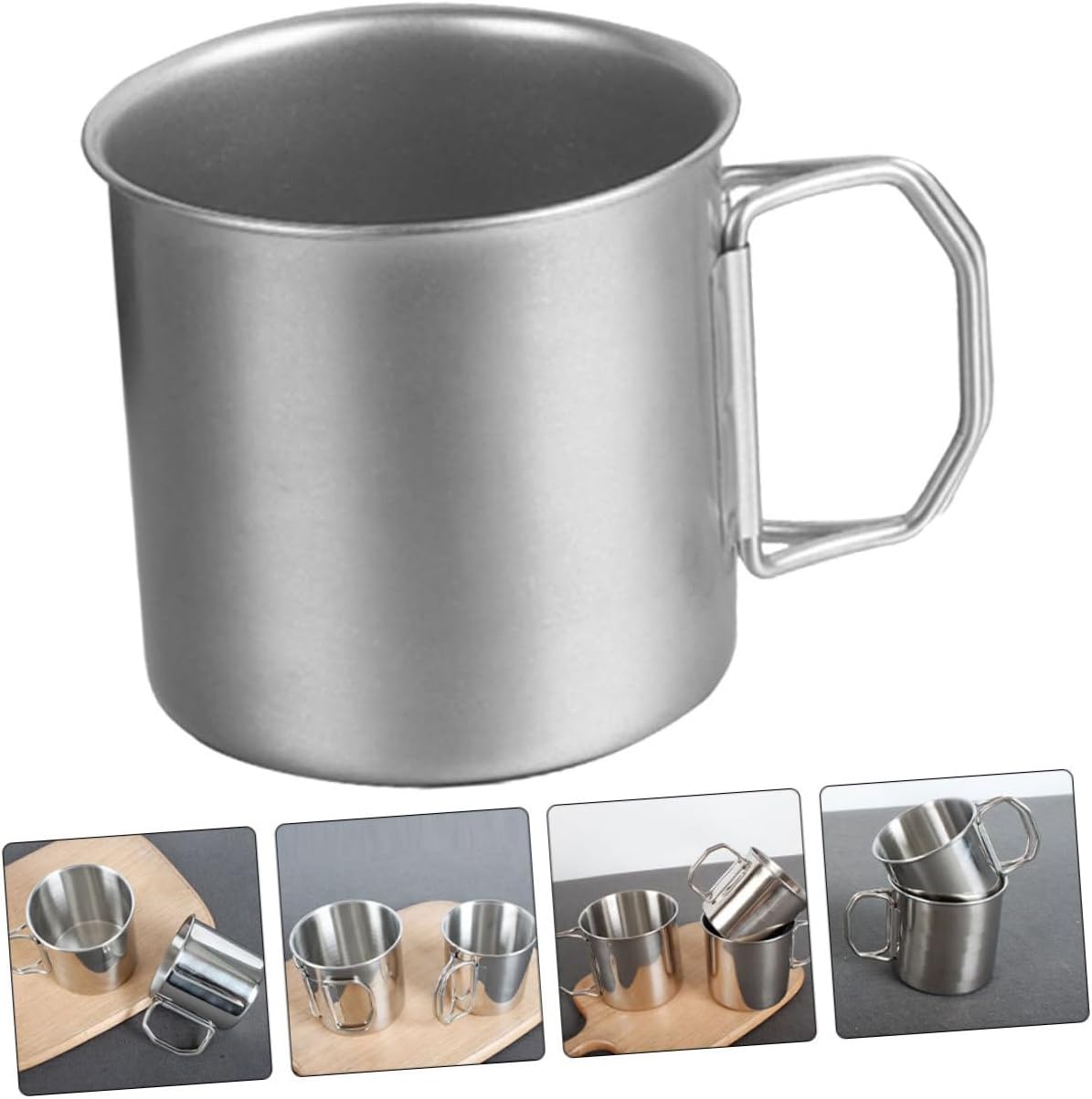 3-Piece Stainless Steel Cup Set Portable Stackable Metal Drinking Cups for Camping Hiking Picnic Outdoor Use Water Juice