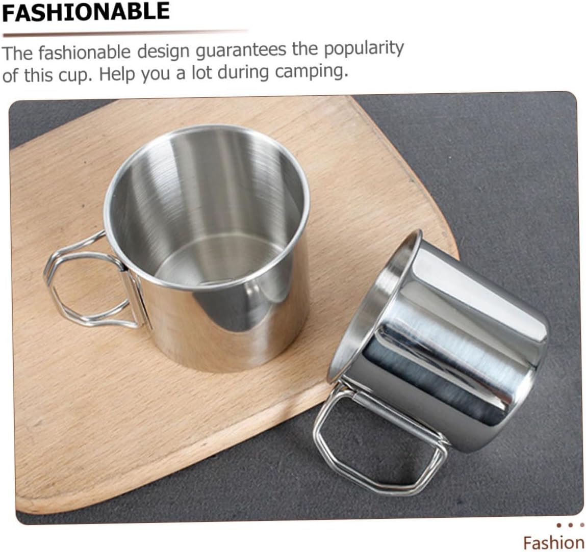 3-Piece Stainless Steel Cup Set Portable Stackable Metal Drinking Cups for Camping Hiking Picnic Outdoor Use Water Juice