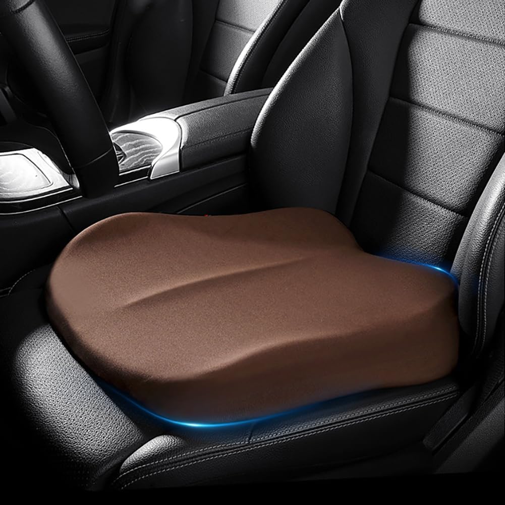 Memory Foam Car Seat Cushion 42x42x10cm Brown - Comfortable Supportive Auto Seat Pillow for Enhanced Driving Experience.