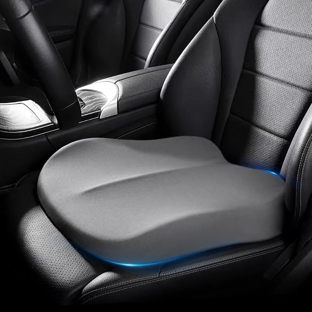 Memory Foam Car Seat Cushion 42x42x10cm Grey - Comfortable Support for Car Seats.