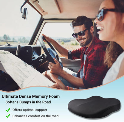 Memory Foam Car Seat Cushion 42x42x10cm Grey - Comfortable Support for Car Seats.