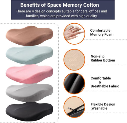 Memory Foam Car Seat Cushion 42x42x10cm Grey - Comfortable Support for Car Seats.