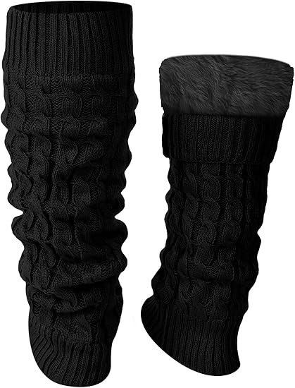 Women's Leg Warmers Warm Black 2 Pairs.