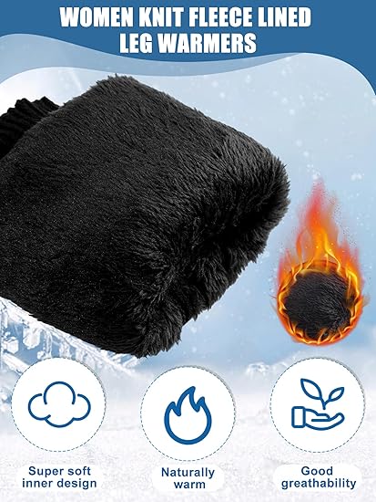 Women's Leg Warmers Warm Black 2 Pairs.