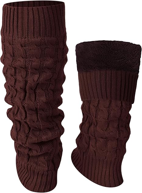 Women's Leg Warmers Warm Coffee Brown 2 Pack.