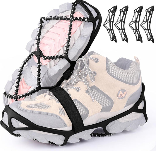 Anti-Slip Snow Shoes Covers Ice Grips Traction Cleats for Boots Shoes Size 38-43 2 Pairs.