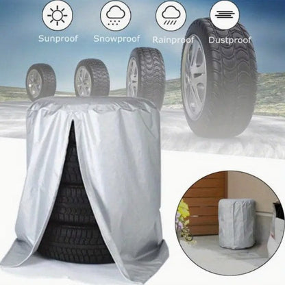 4-Piece Silver Waterproof Winter/Summer Car Tyre Covers - 73cm x 110cm.