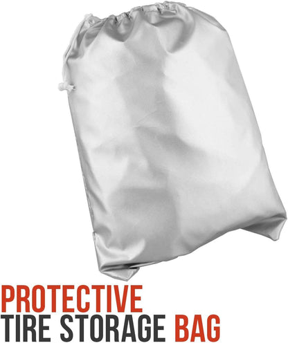 4-Piece Silver Waterproof Winter/Summer Car Tyre Covers - 73cm x 110cm.