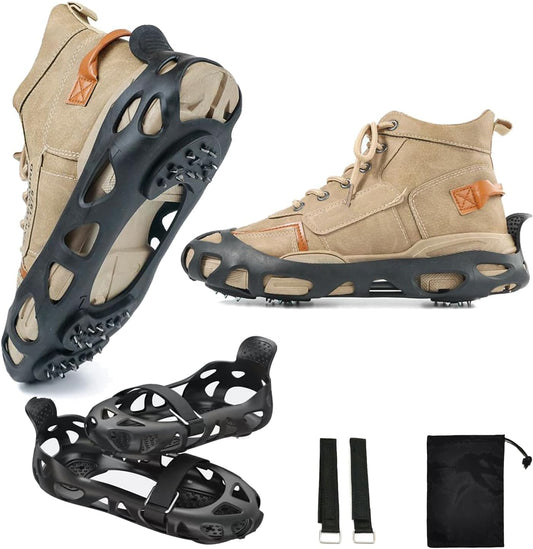 Anti-Slip Ice Spikes with 30 Teeth Strong Grip Size 41-46 Black 1 Pair.