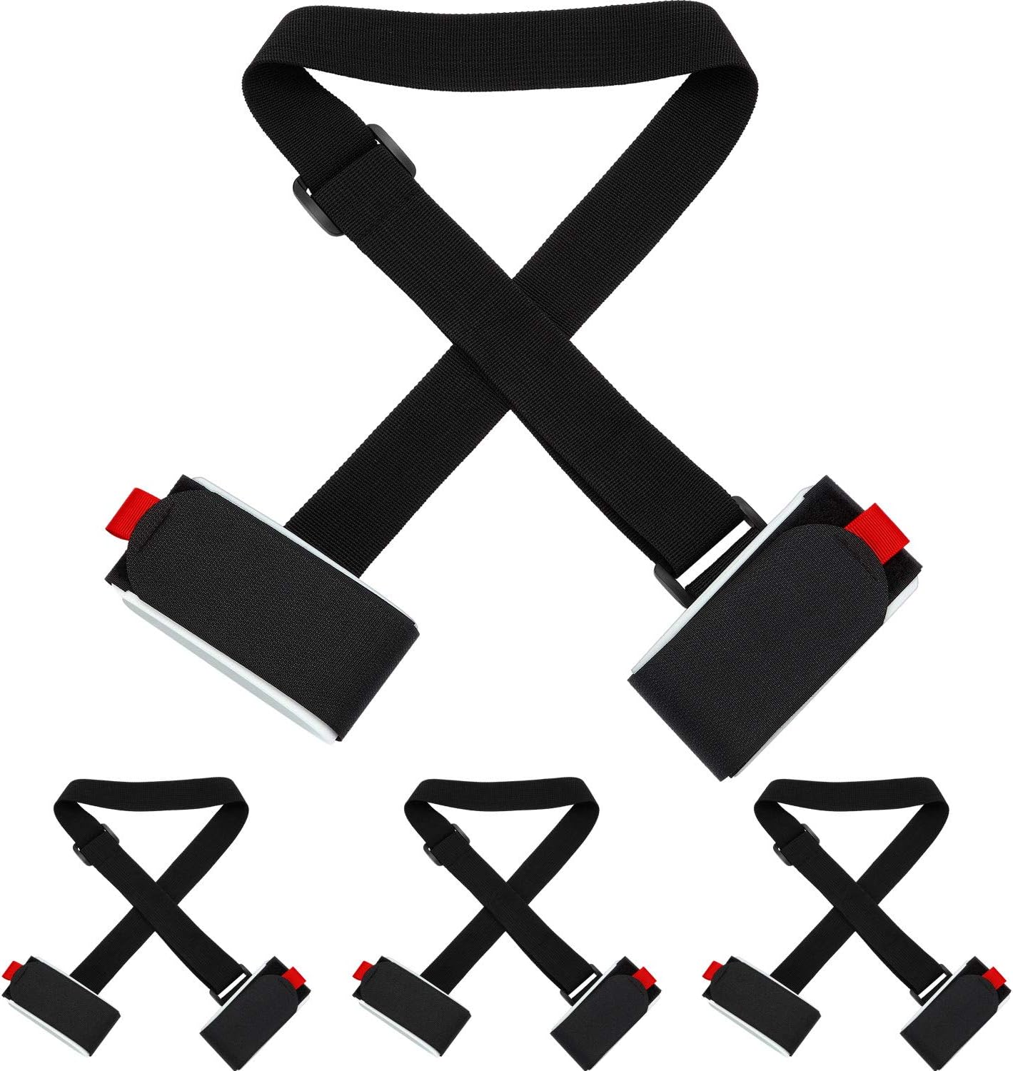 Adjustable Ski Carrier Bag for Skis and Poles - Black (4 Pack).