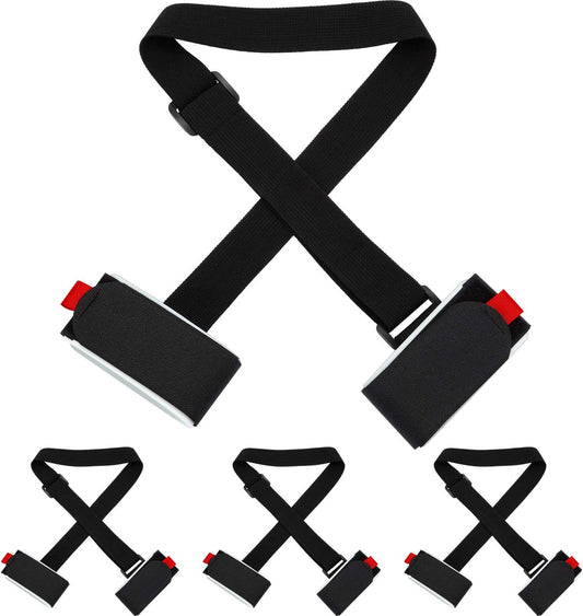 Adjustable Ski Carrier Bag for Skis and Poles - Black (4 Pack).