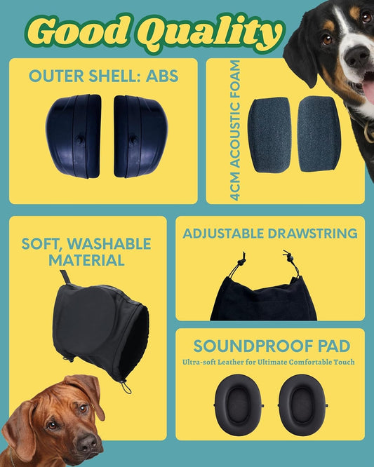 Dog Ear Muffs Soundproofing Hearing Protection Warm S Black 1 Piece.
