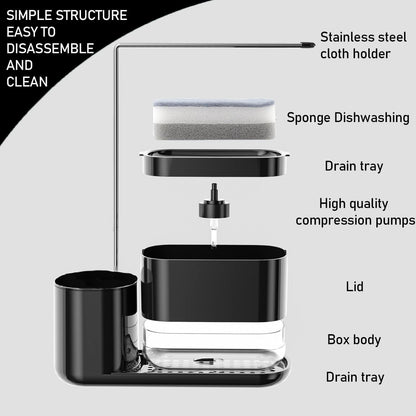 Kitchen Storage Rack with Sink Organizer and Dishcloth Holder - Black