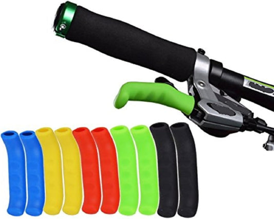 Silicone Bike Handlebar Grips Set 75x12mm Black Red Green Blue Yellow 5 Pairs Universal Fit.