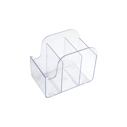 Multifunctional Transparent Desk Organizer with 3 Compartments - Pen Holder and Stationery Storage for Office Supplies