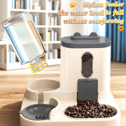 Automatic Pet Feeder 2-in-1 Bowl for Cats and Small Dogs Grey 1 Piece