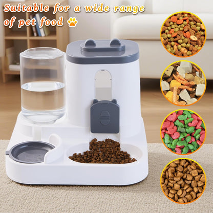 Automatic Pet Feeder 2-in-1 Bowl for Cats and Small Dogs Grey 1 Piece
