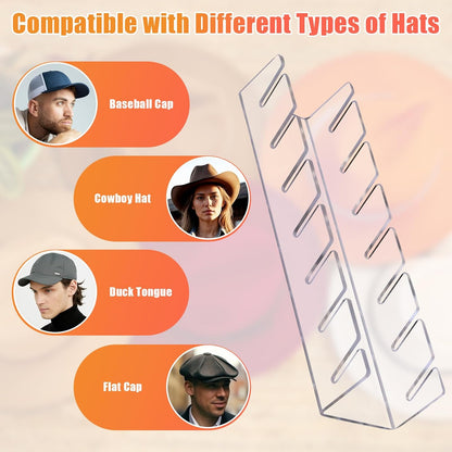 Acrylic Hat Organizer for 7 Hats No Drilling Required Transparent Hat Holder Gift for Men