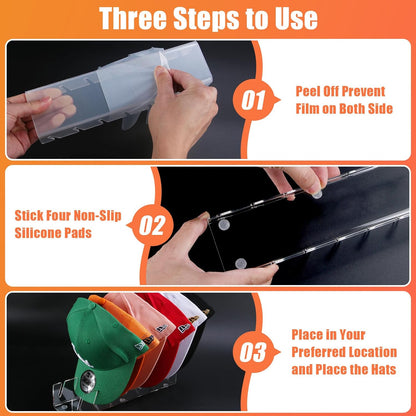 Acrylic Hat Organizer for 7 Hats No Drilling Required Transparent Hat Holder Gift for Men