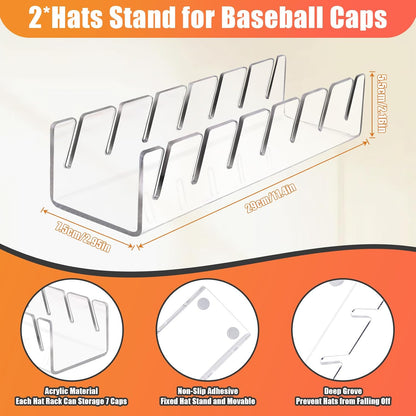 Acrylic Hat Organizer for 7 Hats No Drilling Required Transparent Hat Holder Gift for Men