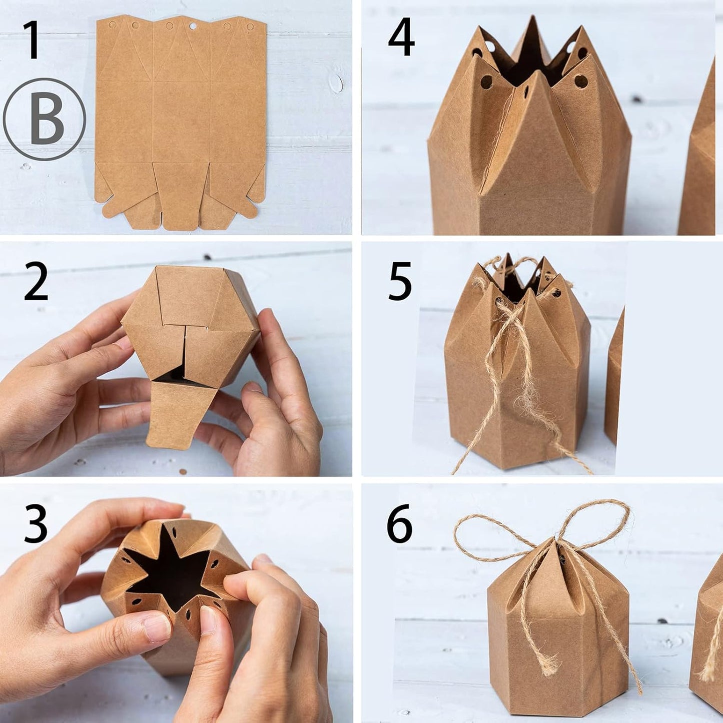 9 Pack Kraft Paper Gift Boxes with Jute String for Treats Party Wedding Favors