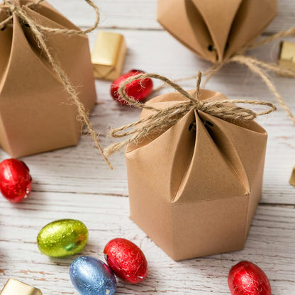 9 Pack Kraft Paper Gift Boxes with Jute String for Treats Party Wedding Favors