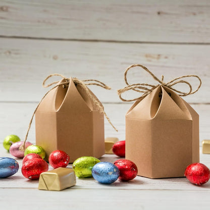 9 Pack Kraft Paper Gift Boxes with Jute String for Treats Party Wedding Favors