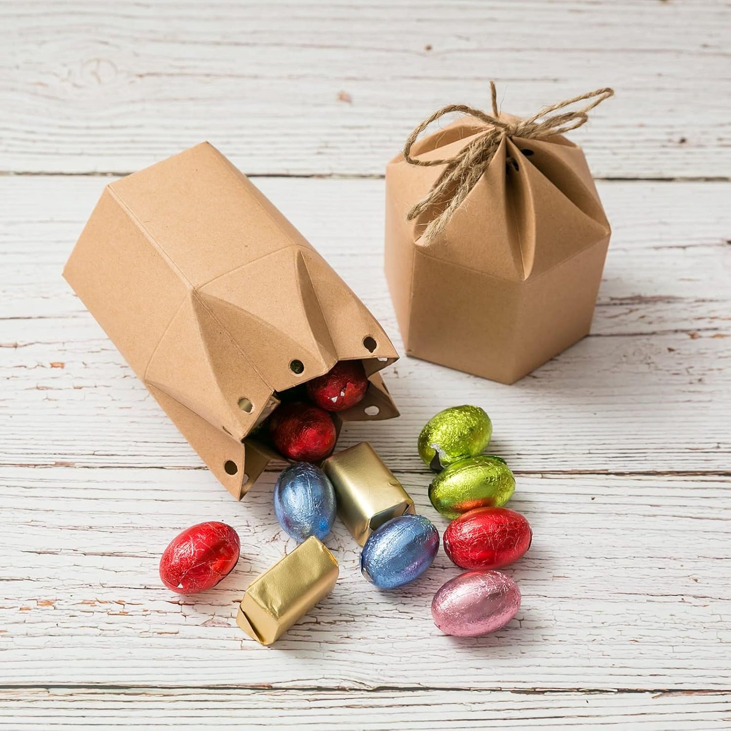 9 Pack Kraft Paper Gift Boxes with Jute String for Treats Party Wedding Favors