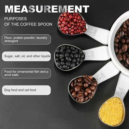 15ml & 30ml Stainless Steel Coffee Measuring Spoons Set - Heavy Duty Long Handle for Coffee Machines - Multifunctional Coffee Scoops Pack of 2