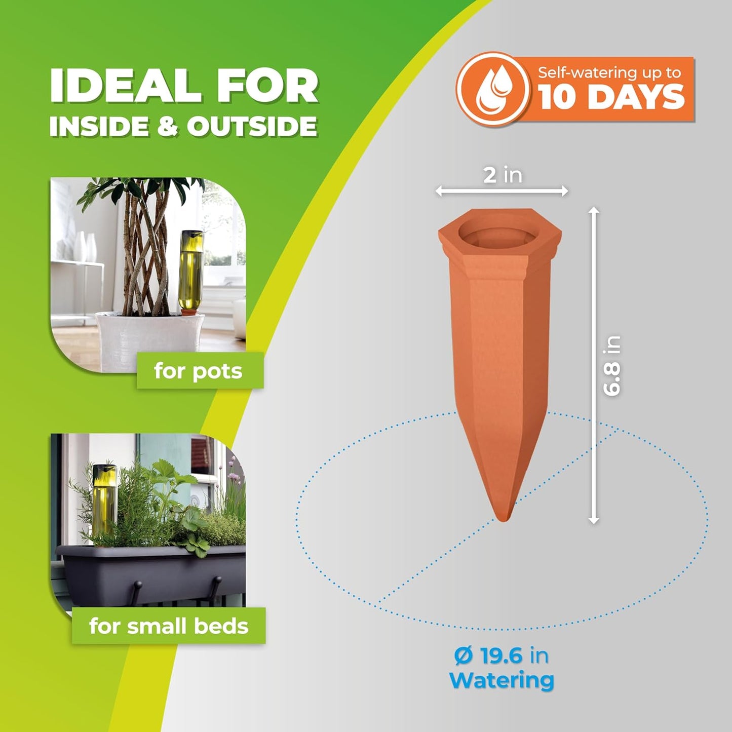4-Pack Self-Watering Terracotta Plant Watering Stakes Automatic Drip Irrigation System for Indoor Outdoor Plants Vacation Plant Care