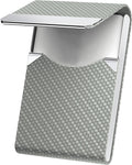 Men's Leather & Stainless Steel Magnetic Business Card Holder - Premium PU Leather & Metal Card Case - Forest Green.
