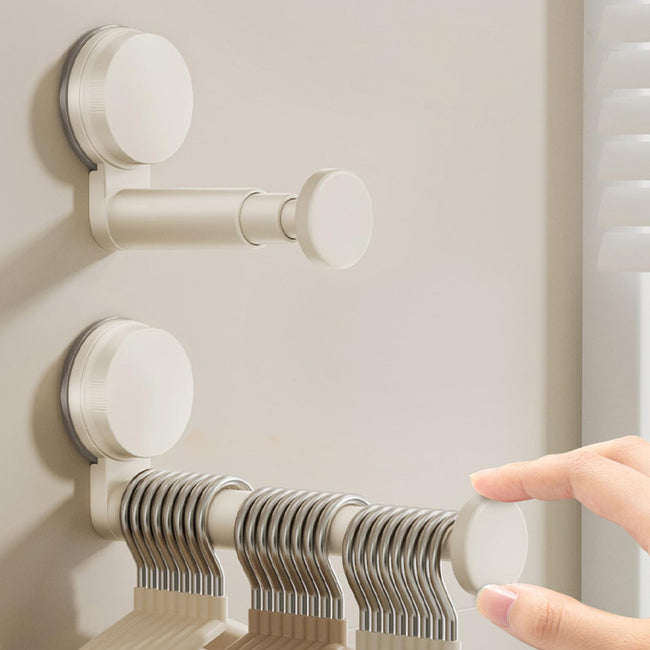 2 Pack Telescopic Rod Suction Cup Hanger Holder Wall Mounted Clothes Organizer. Hover Image