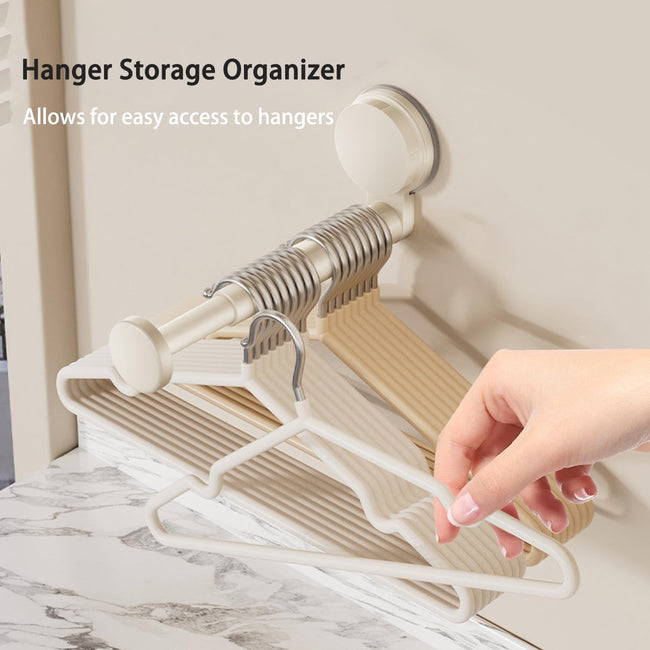 2 Pack Telescopic Rod Suction Cup Hanger Holder Wall Mounted Clothes Organizer Main Image