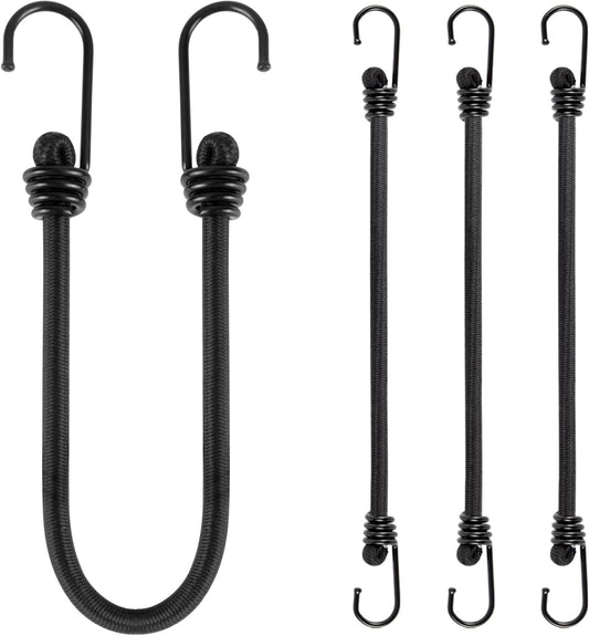 4 Pack Heavy Duty Elastic Luggage Straps with Hooks 30cm 12inch for Camping Hiking Car Bike Motorcycle.