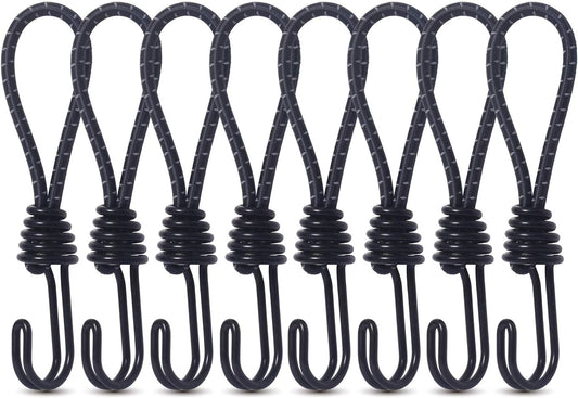 8 Pack DIY Anti-Scratch Hooks with Reflective Cord for 8mm Elastic & Bungee Cord - Ideal for Camping Trailer Bicycle.