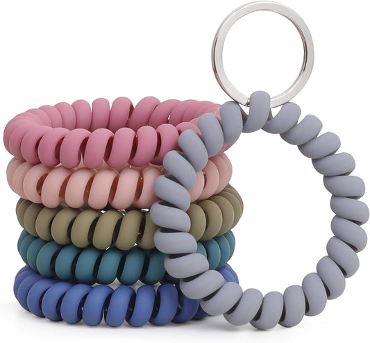 6 Pack Spiral Wristbands Adjustable Waterproof for Sports.