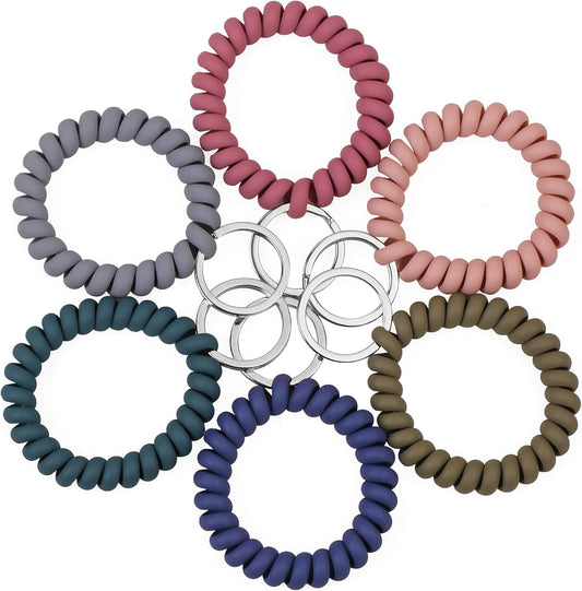6 Pack Spiral Wristbands Adjustable Waterproof for Sports.