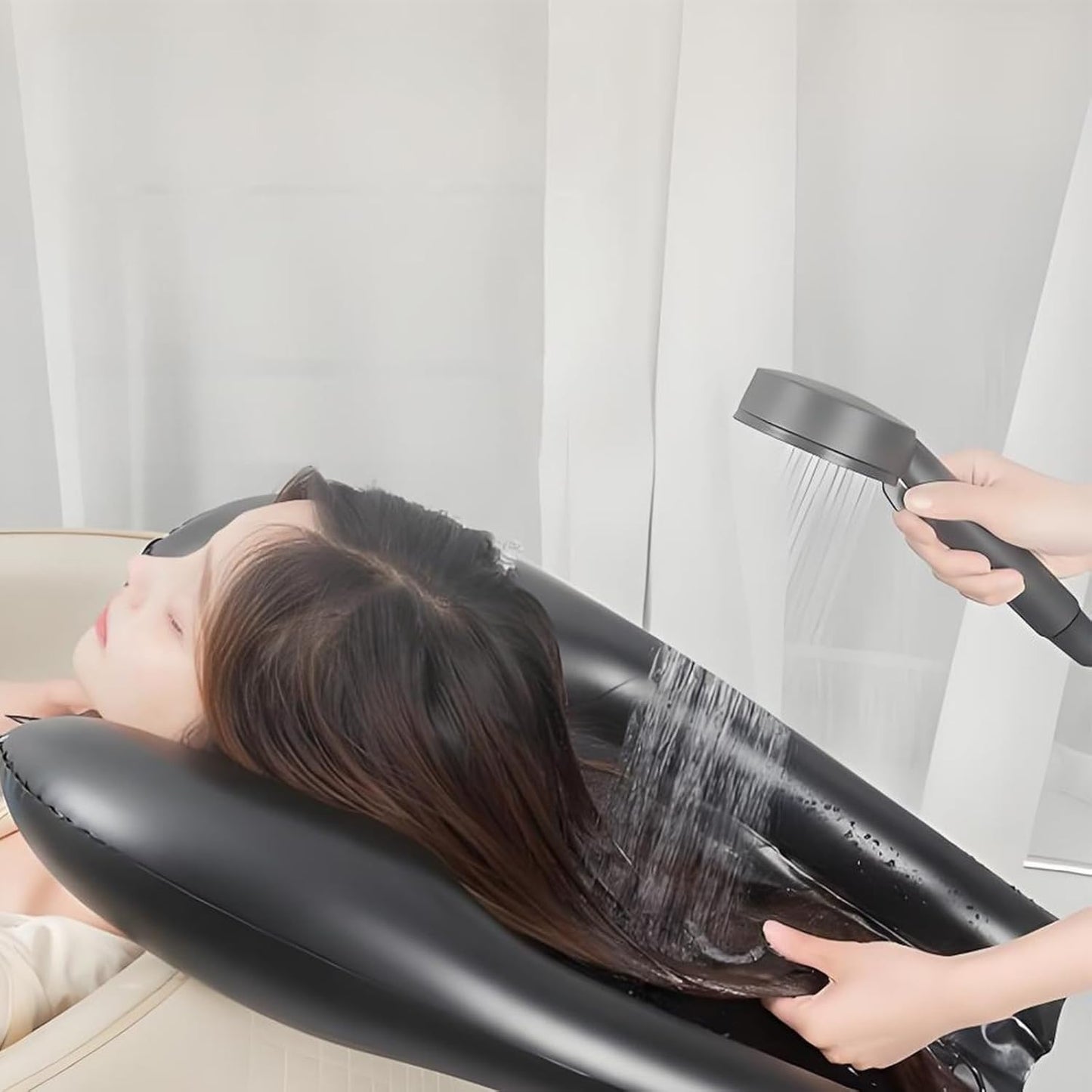 Portable Shampoo Basin - Comfortable Hair Care Without Bending - Ideal for Limited Mobility - Black - Set of 1.