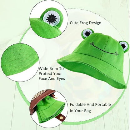 2 Pcs Kids Adults Cotton Sun Hat 55-58cm Green Fisherman Style