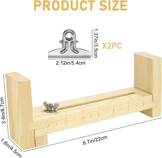 Adjustable Wooden Bracelet Weaving Frame with Double Scale 2 Clamps for DIY Bracelet Belt Keychain Making