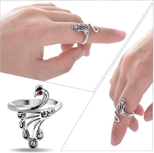 2 Pack Adjustable Yarn Guides for Crocheting & Knitting - Finger Ring Holders - Silver.